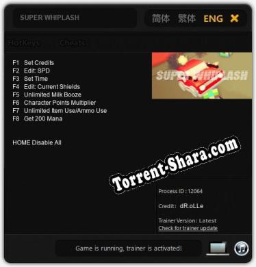 SUPER WHIPLASH: Трейнер +8 [v1.3]