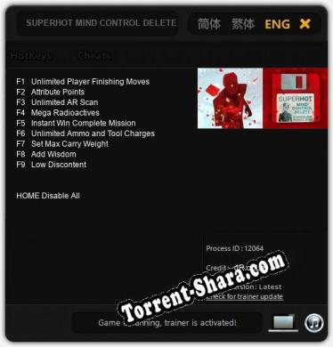 SUPERHOT MIND CONTROL DELETE: Трейнер +9 [v1.9]