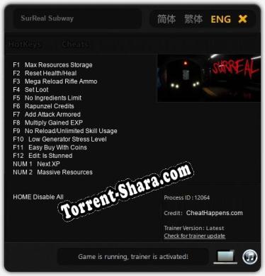 SurReal Subway: Трейнер +14 [v1.2]