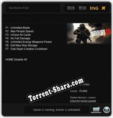 Трейнер для Survivors End [v1.0.9]