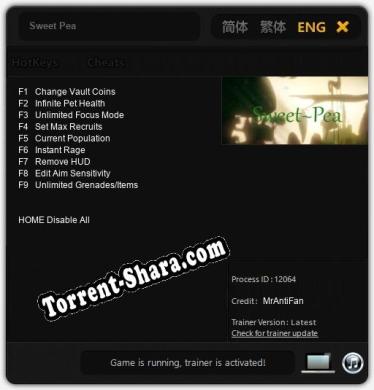 Sweet Pea: Трейнер +9 [v1.4]