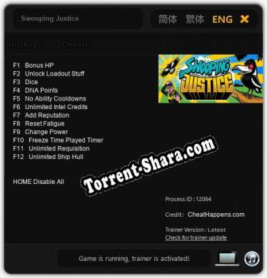 Swooping Justice: Читы, Трейнер +12 [CheatHappens.com]
