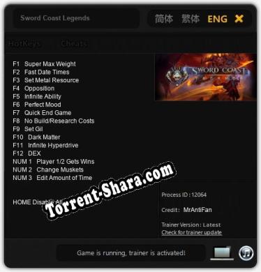 Sword Coast Legends: Читы, Трейнер +15 [MrAntiFan]