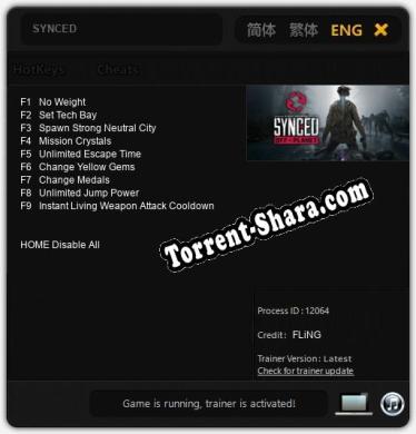 Трейнер для SYNCED [v1.0.3]