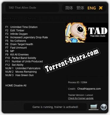 TAD That Alien Dude: Читы, Трейнер +15 [CheatHappens.com]