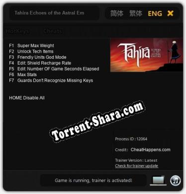 Трейнер для Tahira Echoes of the Astral Empire [v1.0.5]
