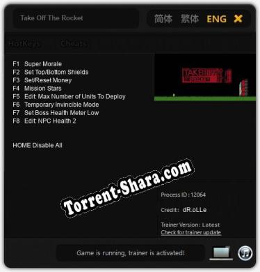 Take Off The Rocket: Трейнер +8 [v1.3]
