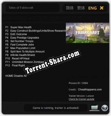 Трейнер для Tales of Fablecraft [v1.0.3]