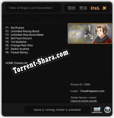 Tales of Vogar Lost Descendants: Читы, Трейнер +8 [CheatHappens.com]