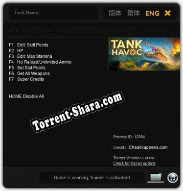 Tank Havoc: Читы, Трейнер +7 [CheatHappens.com]