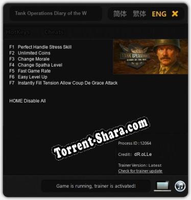 Tank Operations Diary of the War: Трейнер +7 [v1.8]