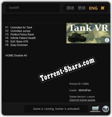 TankVR: Читы, Трейнер +6 [MrAntiFan]