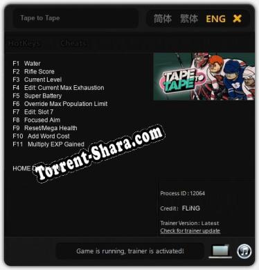 Трейнер для Tape to Tape [v1.0.7]