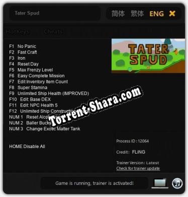 Tater Spud: Читы, Трейнер +15 [FLiNG]