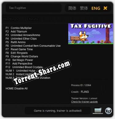 Tax Fugitive: Трейнер +15 [v1.7]