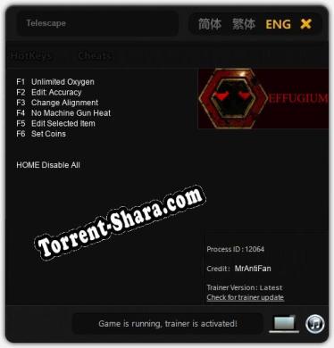 Telescape: Трейнер +6 [v1.1]
