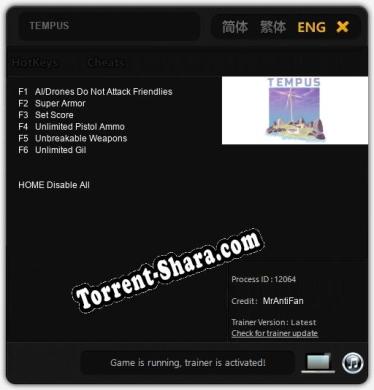 TEMPUS: Трейнер +6 [v1.6]