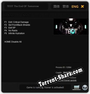 Трейнер для TEOT The End OF Tomorrow [v1.0.8]