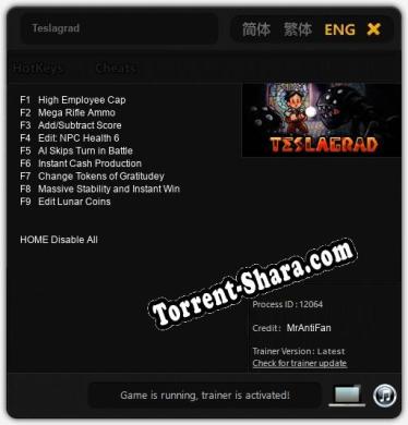 Teslagrad: ТРЕЙНЕР И ЧИТЫ (V1.0.18)