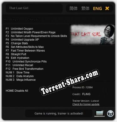 Трейнер для That Last Girl [v1.0.9]