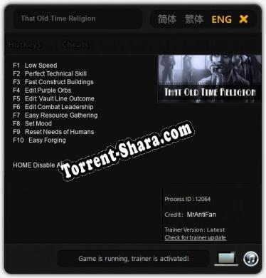 Трейнер для That Old Time Religion [v1.0.2]