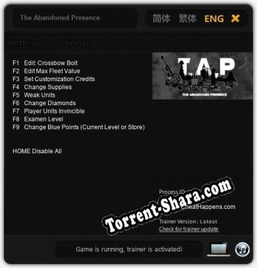 The Abandoned Presence: ТРЕЙНЕР И ЧИТЫ (V1.0.51)