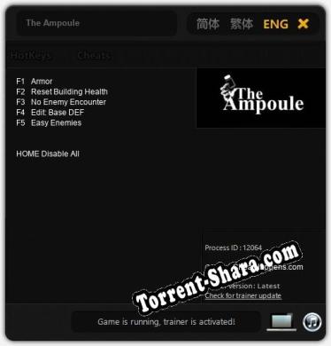 Трейнер для The Ampoule [v1.0.5]