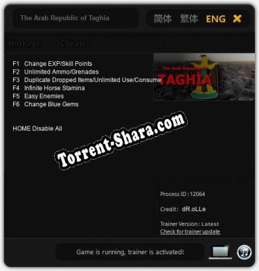 Трейнер для The Arab Republic of Taghia [v1.0.8]
