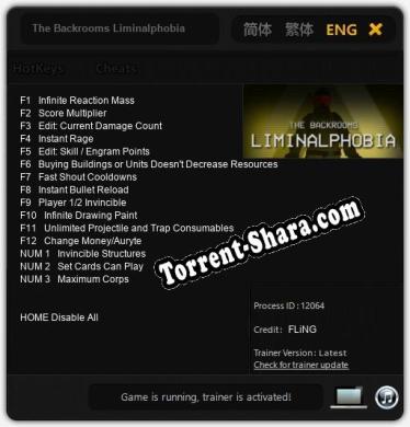 Трейнер для The Backrooms Liminalphobia [v1.0.6]