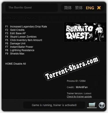 Трейнер для The Burrito Quest [v1.0.7]