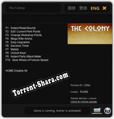 Трейнер для The Colony [v1.0.5]