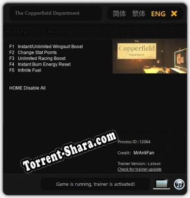 Трейнер для The Copperfield Department [v1.0.8]