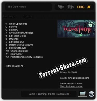 The Dark Horde: Трейнер +12 [v1.6]