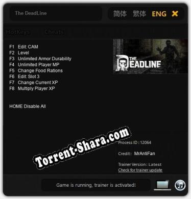 Трейнер для The DeadLine [v1.0.5]