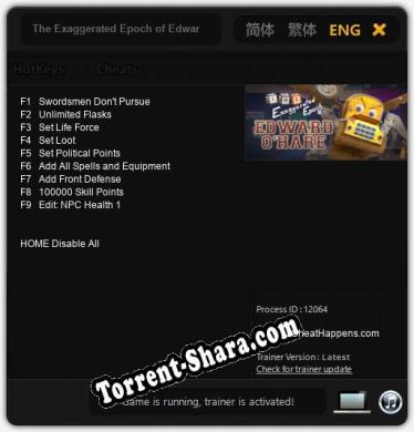 Трейнер для The Exaggerated Epoch of Edward OHare [v1.0.5]