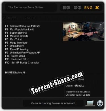 The Exclusion Zone Online: Трейнер +12 [v1.8]