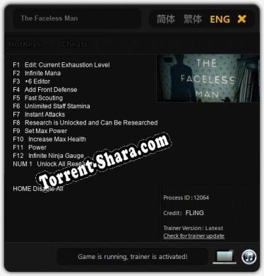 Трейнер для The Faceless Man [v1.0.6]