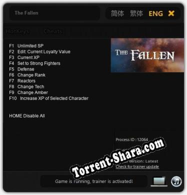 The Fallen: ТРЕЙНЕР И ЧИТЫ (V1.0.86)