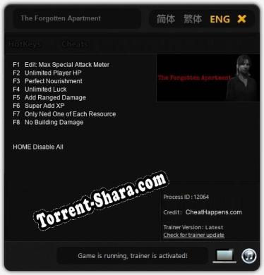 The Forgotten Apartment: ТРЕЙНЕР И ЧИТЫ (V1.0.4)