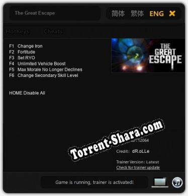 Трейнер для The Great Escape [v1.0.4]