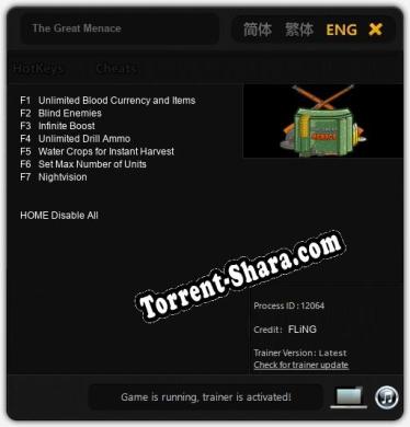 The Great Menace: Трейнер +7 [v1.5]