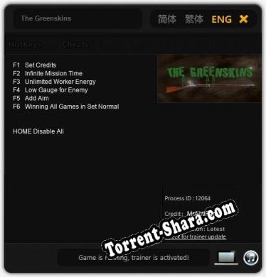 Трейнер для The Greenskins [v1.0.5]