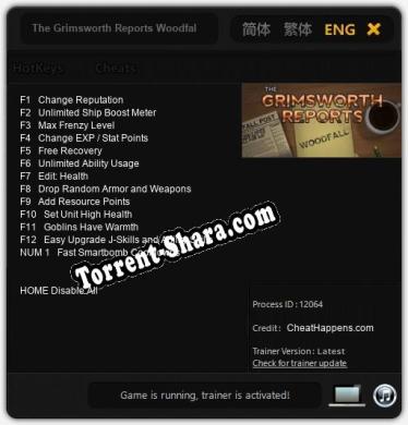 The Grimsworth Reports Woodfall: Трейнер +13 [v1.3]