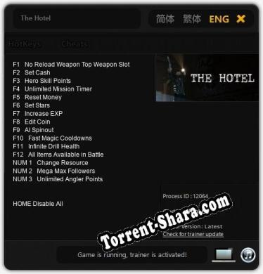 The Hotel: Трейнер +15 [v1.5]