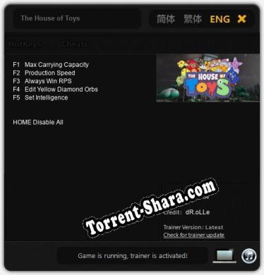 Трейнер для The House of Toys [v1.0.5]