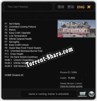 Трейнер для The Last Fireman [v1.0.8]