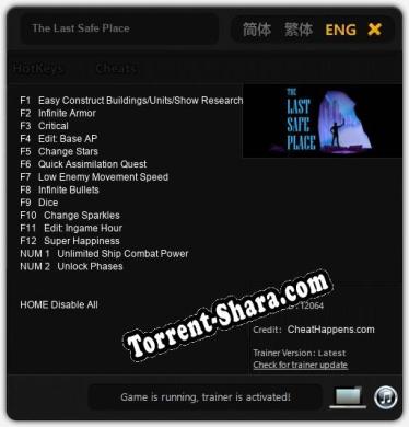 Трейнер для The Last Safe Place [v1.0.9]