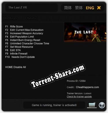 The Last Z VR: Трейнер +10 [v1.6]
