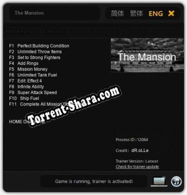 The Mansion: Трейнер +11 [v1.4]