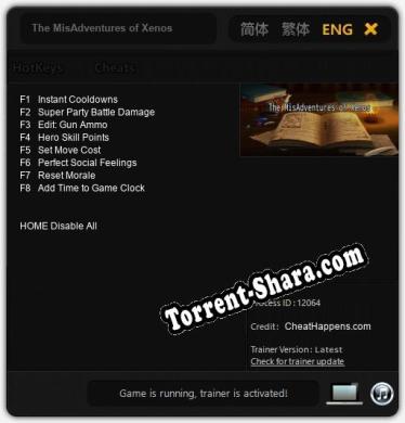 Трейнер для The MisAdventures of Xenos [v1.0.7]